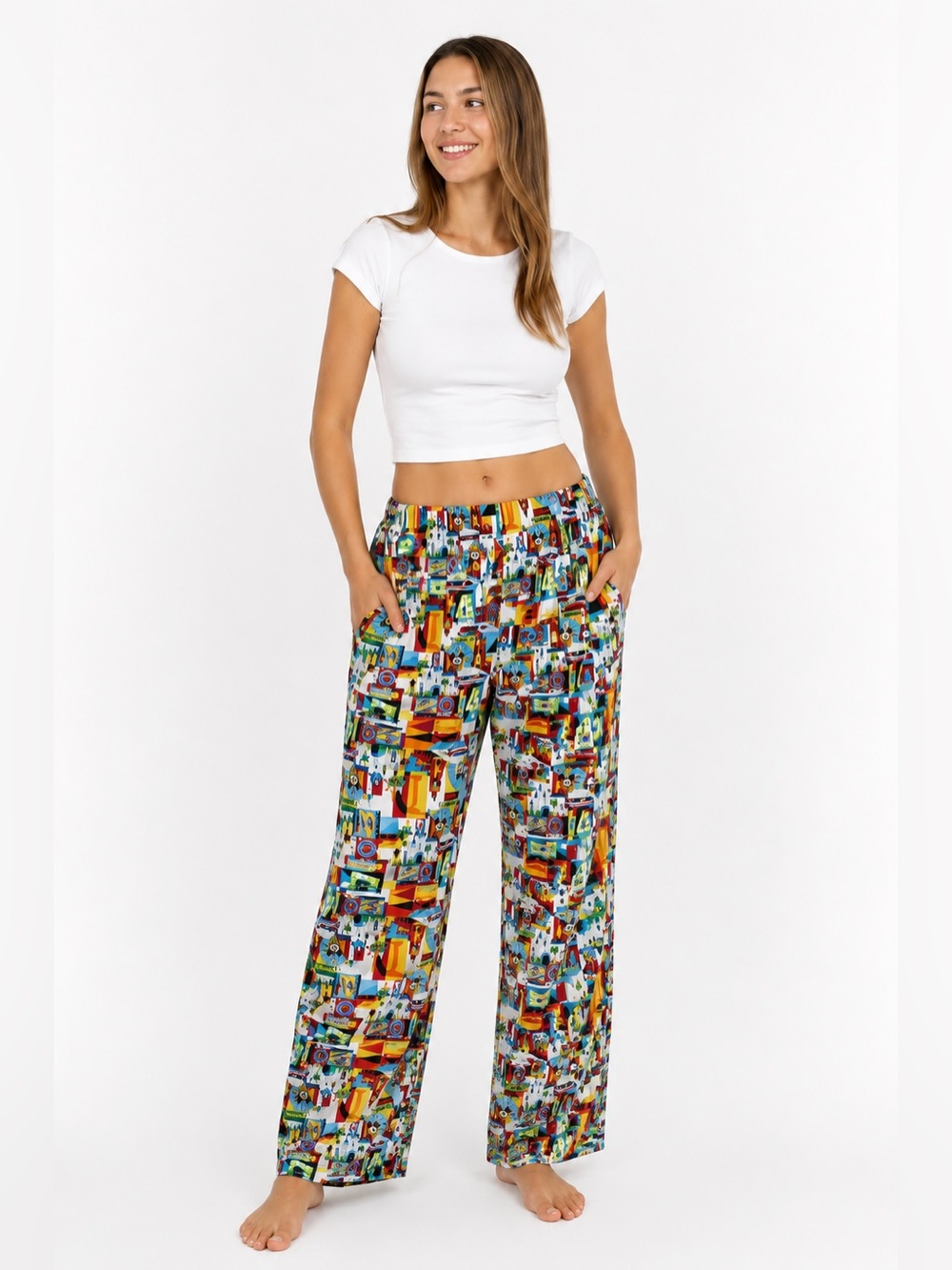 Disney Parks Disneyland Retro Print Jogger Lounge Pajama Pants Unisex